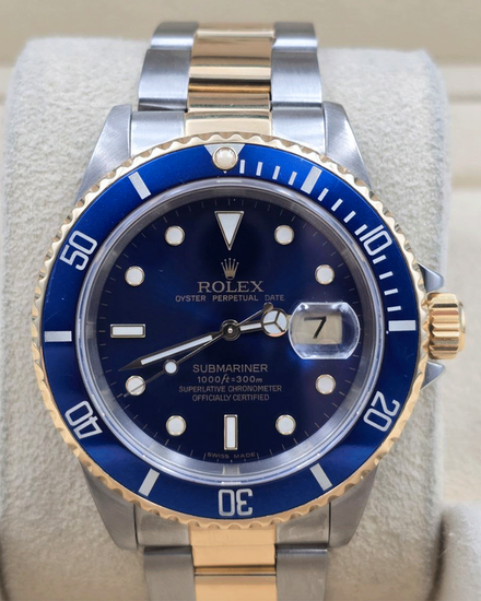 1990 Rolex Submariner Date "Bluesy" 40MM Blue Dial Two-Tone Oyster Bracelet (16613)