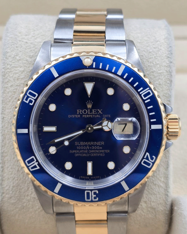 1990 Rolex Submariner Date "Bluesy" 40MM Blue Dial Two-Tone Oyster Bracelet (16613)