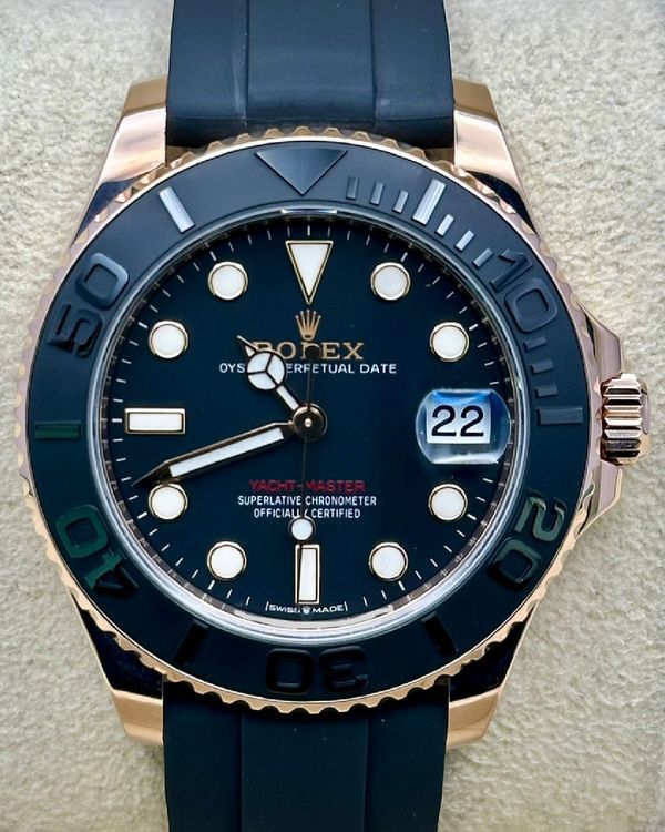 2021 Rolex Yacht-Master 37MM Black Dial Rubber Strap (268655)