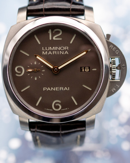 2013 Panerai Luminor Marina 1950 3 Days 44MM Brown Dial Leather Strap (PAM00351)
