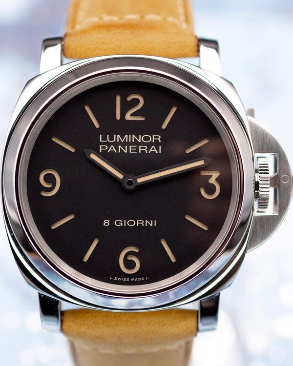 2020 Panerai Luminor 8 Giorni 44MM Black Dial Leather Strap (PAM00914)
