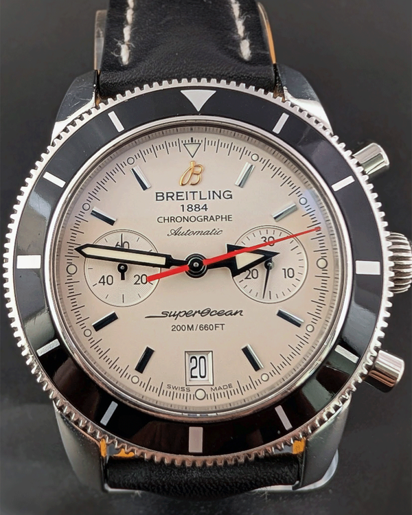 2014 Breitling Superocean Heritage 44MM Silver Dial Leather Strap (A2337024/G753)