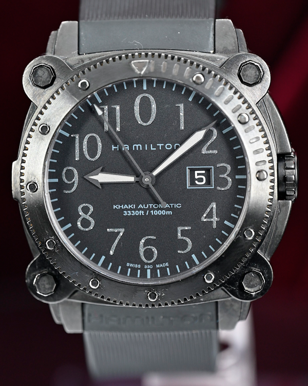 No Reserve - 2015 Hamilton Khaki Navy BelowZERO 46MM Black Dial Rubber Strap (H78505330)
