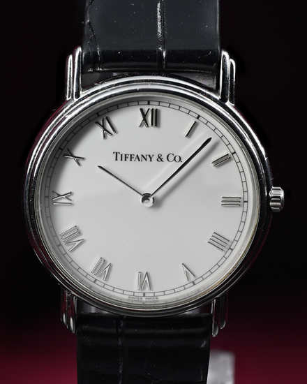 No Reserve - Tiffany & Co. Atlas Classic 33MM Quartz White Dial Aftermarket Leather Strap (M251)