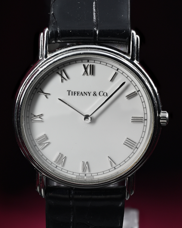 No Reserve - Tiffany & Co. Atlas Classic 33MM Quartz White Dial Aftermarket Leather Strap (M251)