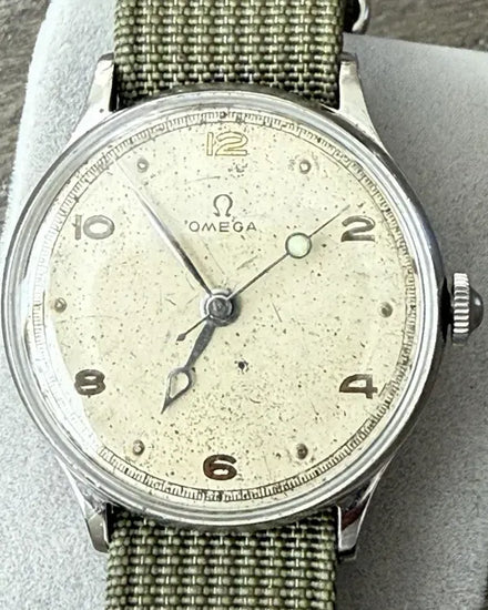 1944 Omega Vintage 38.5MM Patina Dial Aftermarket Textile Strap (Cal. 30T2)