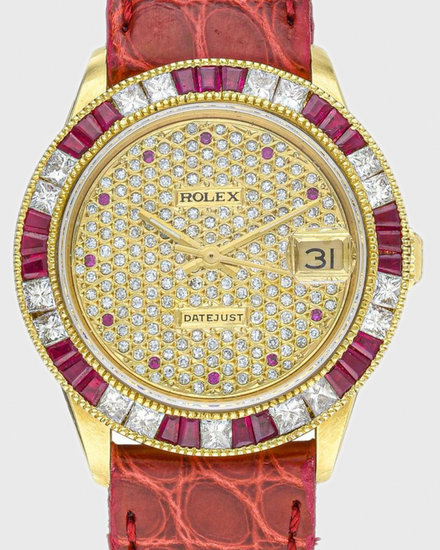 1982 Rolex Datejust 31MM Aftermarket Diamond Pavé Dial Aftermarket Leather Strap (6827)
