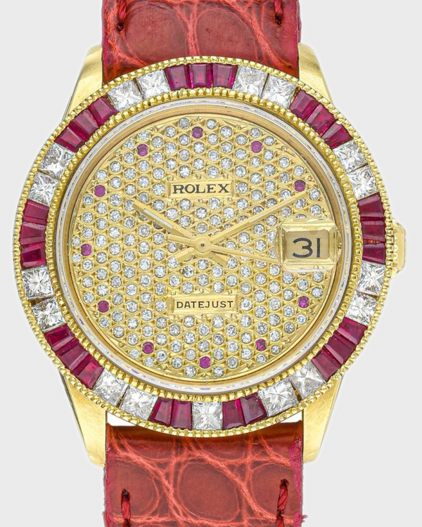 1982 Rolex Datejust 31MM Aftermarket Diamond Pavé Dial Aftermarket Leather Strap (6827)