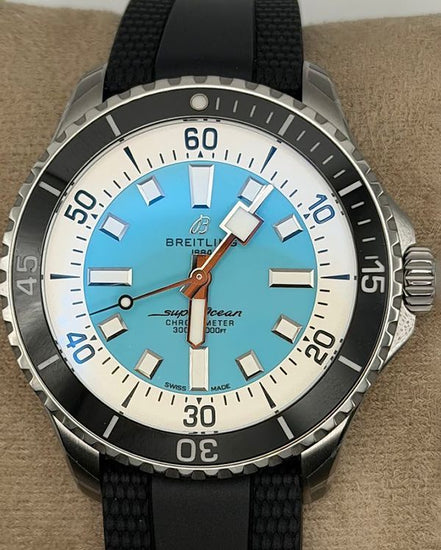 2025 Breitling Superocean 44MM Turquoise Dial Rubber Strap (A17376211L2S1)