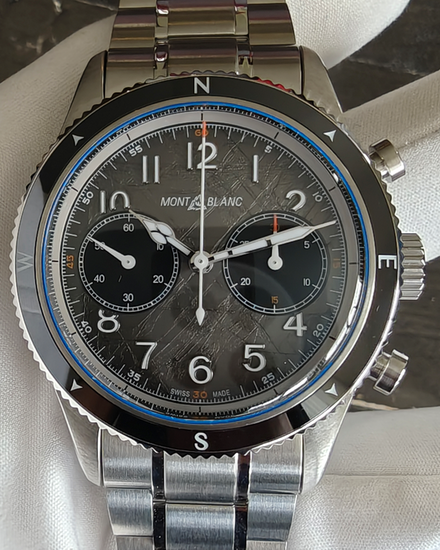 2026 Montblanc 1858 Chronograph 0 Oxygen 42MM Grey Dial Steel Bracelet (130983)