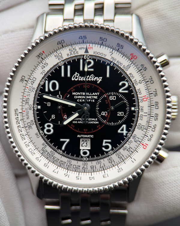 No Reserve - Breitling Montbrillant 1903 "100th Anniversary of Aviation" S. E. 42MM Black Dial Steel Bracelet (A35330)
