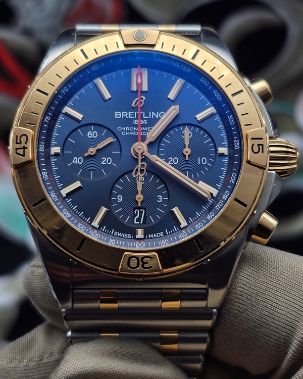 Breitling Chronomat B01 42MM Blue Dial Two-Tone Bracelet (UB0134101C1U1)