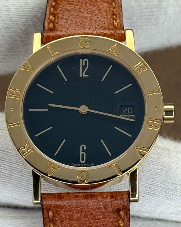 Bvlgari Bvlgari 33MM Quartz Black Dial Leather Strap (BB33GL)