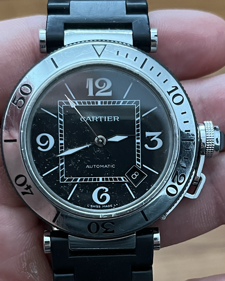 2009 Cartier Pasha De Cartier Seatimer 40MM Black Dial Rubber/Steel Bracelet (2790)