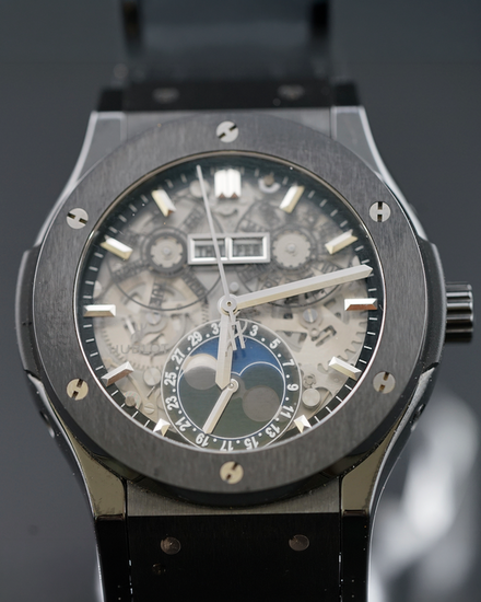 2022 Hublot Classic Fusion Aerofusion Moonphase 45MM Skeleton Dial Leather Strap (517.CX.0170.LR)
