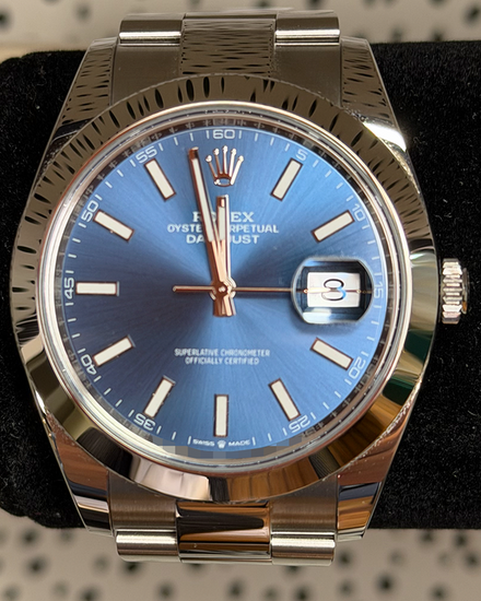 No Reserve - 2025 Rolex Datejust 41MM Blue Dial Oyster Bracelet (126300)