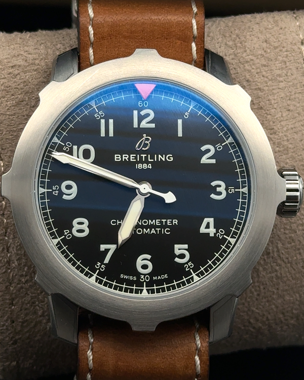 Breitling Aviator 8 46MM Black Dial Leather Strap (AB2040)