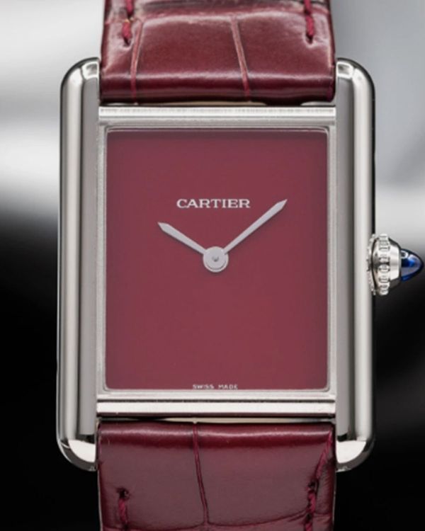 2024 Cartier Tank 25.5MM Quartz Red Dial Leather Strap (WSTA0054)