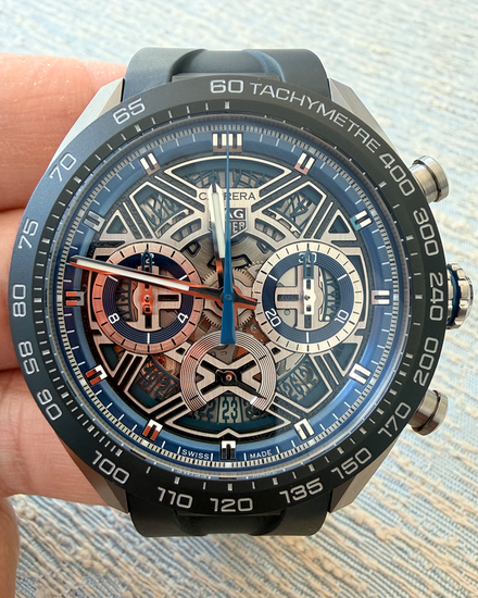 2025 Tag Heuer Carrera Chronograph Extreme Sport 44MM Skeleton Dial Rubber Strap (CBU2081.FT6274)