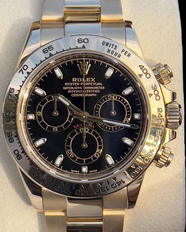 2021 Rolex Cosmograph Daytona 40MM Black Dial Yellow Gold Bracelet (116508)