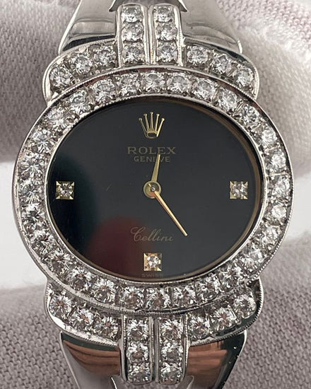 1995 Rolex Cellini 28.5MM Black Dial White Gold Bracelet (4081)