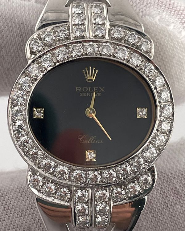 1995 Rolex Cellini 28.5MM Black Dial Steel Bracelet (4081)