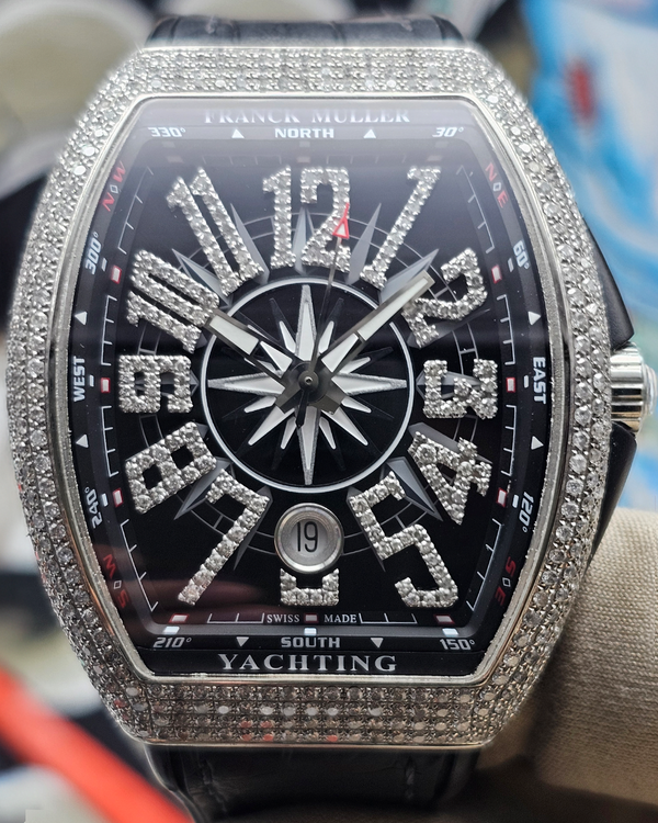 Franck Muller Vanguard Yachting 41MM Black Dial Leather Strap (V 41 SC DT)