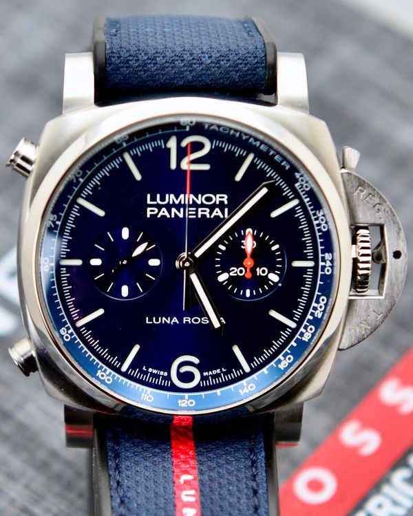 2022 Panerai Luminor Chrono Luna Rossa 44MM Blue Dial Rubber Strap (PAM01303)