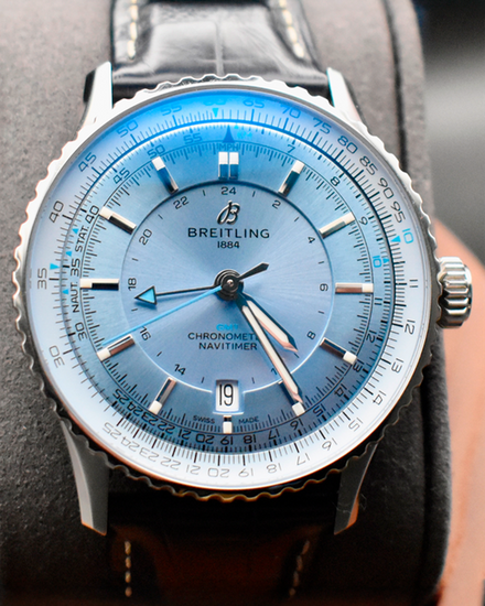 2025 Breitling Navitimer GMT 41MM Ice Blue Dial Leather Strap (A32310171C1P1)