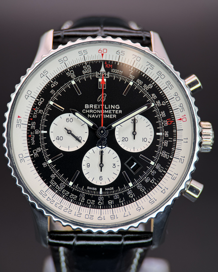 2021 Breitling Navitimer 1 B01 Chronograph 46MM Black Dial Leather Strap (AB0127211B1A1)