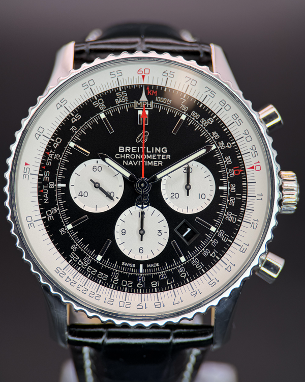 2021 Breitling Navitimer 1 B01 Chronograph 46MM Black Dial Leather Strap (AB0127211B1A1)