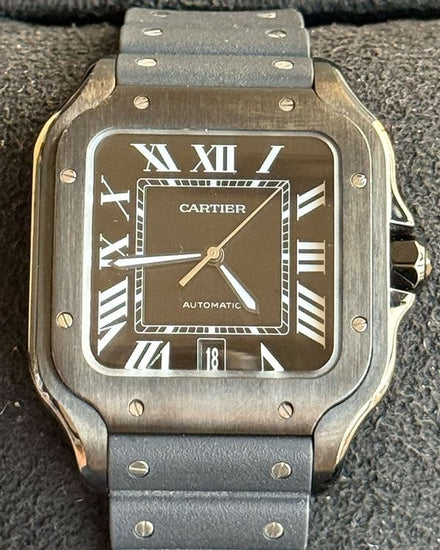 2023 Cartier Santos De Cartier 39.8MM Black Dial Rubber Strap (WSSA0039)