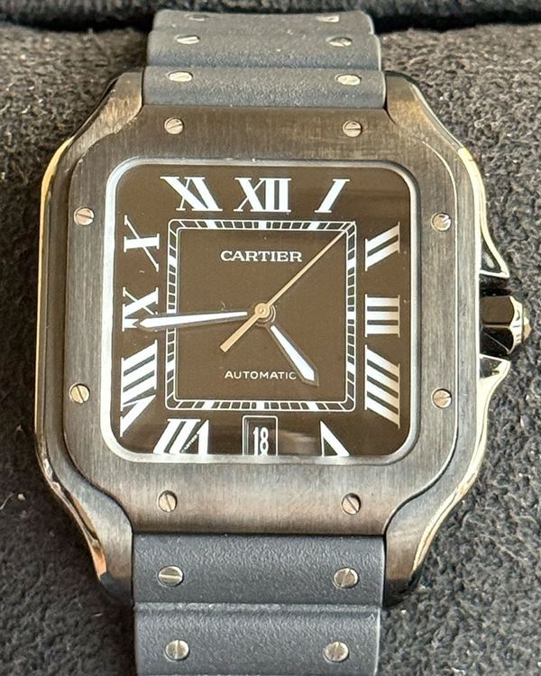 2023 Cartier Santos De Cartier 39.8MM Black Dial Rubber Strap (WSSA0039)