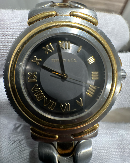 No Reserve - Tiffany Vintage Intaglio 34MM Quartz Grey Dial Two-Tone Bracelet (L0820)