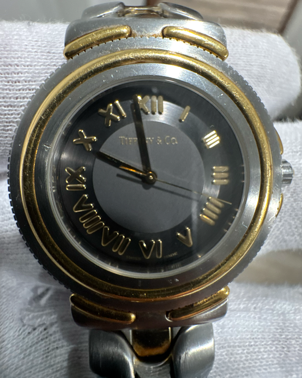 No Reserve - Tiffany Vintage Intaglio 34MM Quartz Grey Dial Two-Tone Bracelet (L0820)