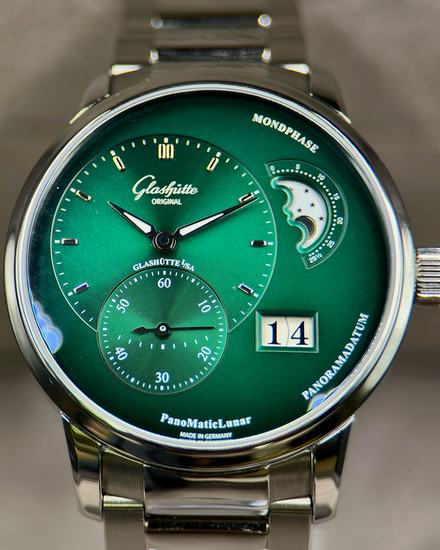 2023 Glashütte Original PanoMaticLunar 40MM Green Dial Steel Bracelet (1-90-02-13-32-70)