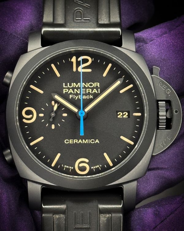 2018 Panerai Luminor 1950 3 Days Chrono Flyback 44MM Black Dial Rubber Strap (PAM00580)
