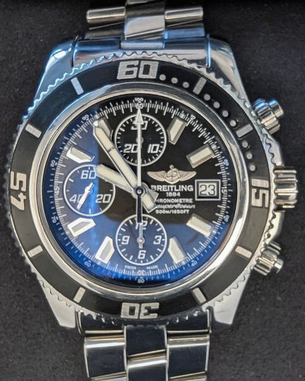2015 Breitling Superocean Chronograph II Abyss White 44MM Black Dial Steel Bracelet (A13341A8/BA84SS)