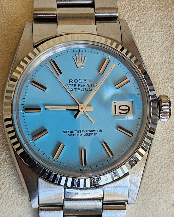 1966 (1.51 Mill. Serial) Rolex Datejust 36MM Aftermarket Blue Dial Oyster Bracelet (1601)