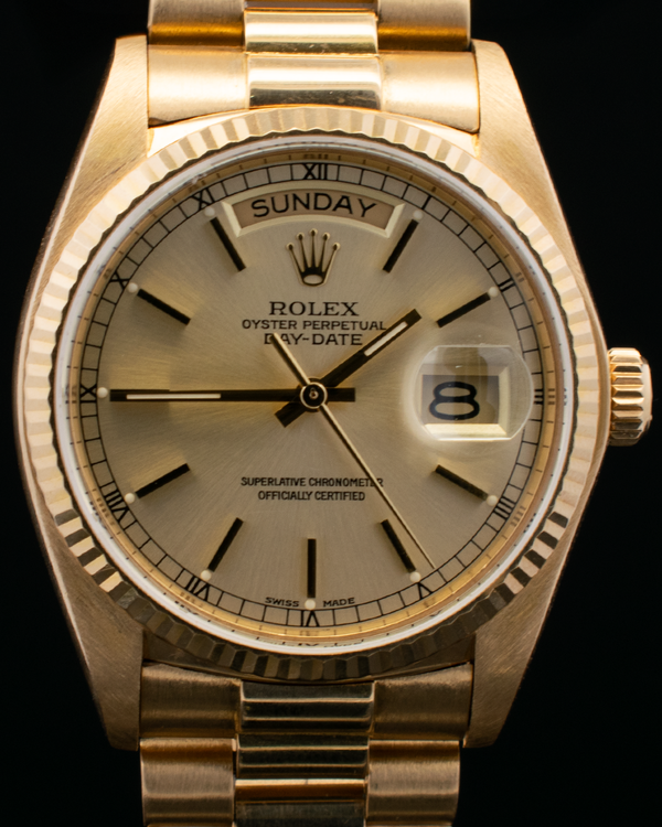 Rolex Day-Date 36MM Champagne Dial Yellow Gold President Bracelet (18038)