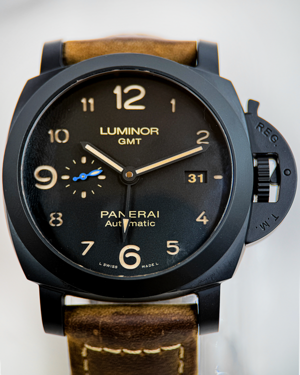 No Reserve - Panerai Luminor 1950 3 Days GMT 44MM Black Dial Leather Strap (PAM01441)