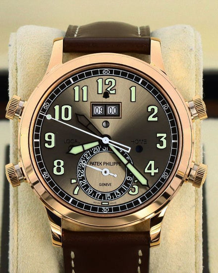 Patek Philippe Grand Complications Alarm Travel Time 42.2MM Grey Dial Leather Strap (5520RG-001)