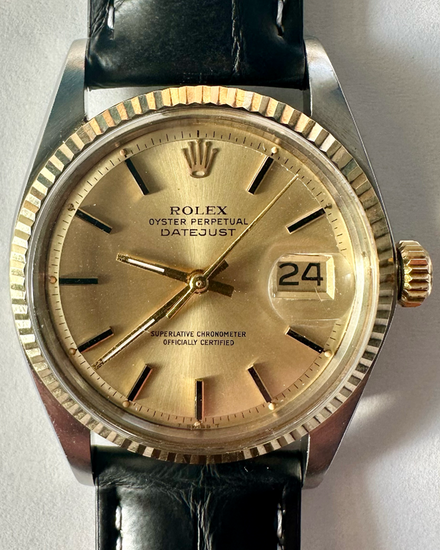 Rolex Datejust 36MM Champagne Dial Aftermarket Leather Strap (1601)