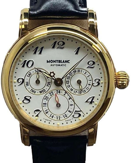 Montblanc Meisterstück Dual Time 38MM White Dial Leather Strap (7014)