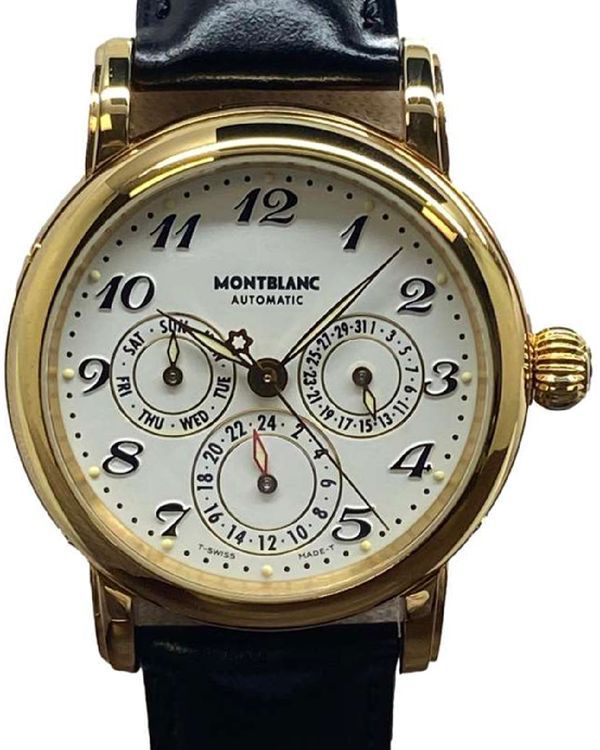 Montblanc Meisterstück Dual Time 38MM White Dial Leather Strap (7014)