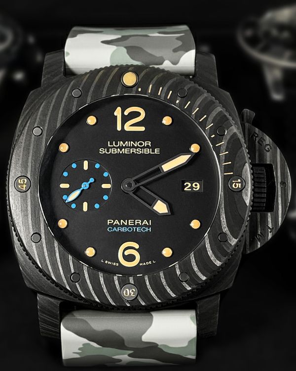 2018 Panerai Submersible 1950 3 Days 47MM Black Dial Rubber Strap (PAM00616)