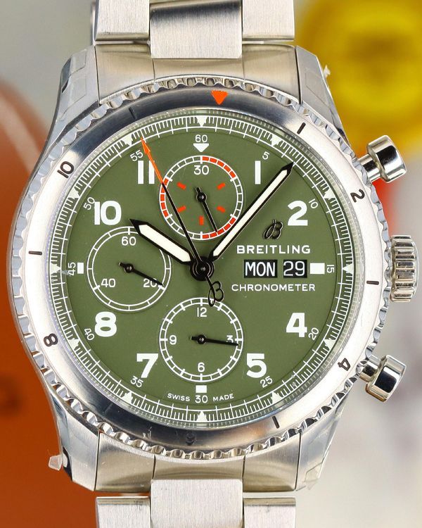 Breitling Aviator 8 "Curtis Warhawk" 43MM Green Dial Steel Bracelet (A13316)