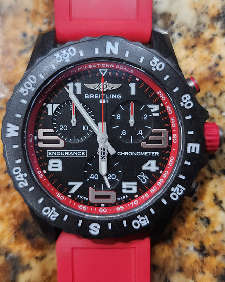 2023 Breitling Endurance Pro 44MM Quartz Black Dial Rubber Strap (X82310)