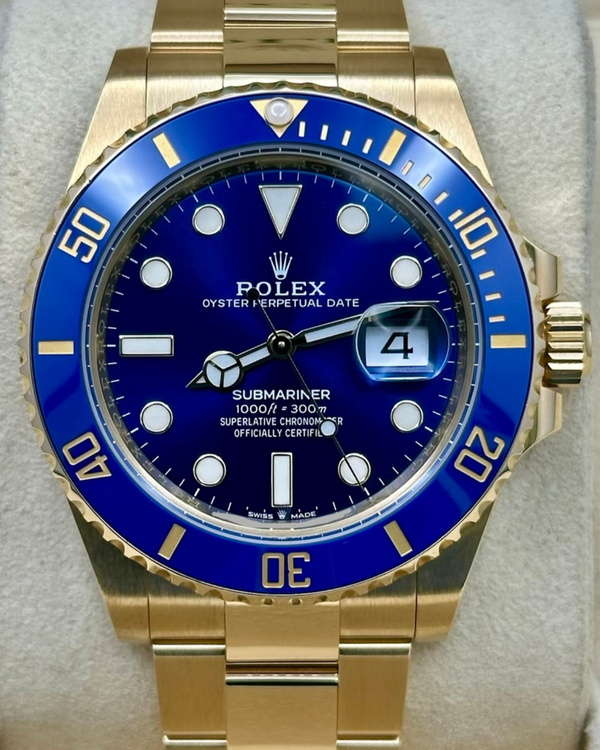 2021 Rolex Submariner Date "Bluesy" 41MM Blue Dial Yellow Gold Oyster Bracelet (126618LB)