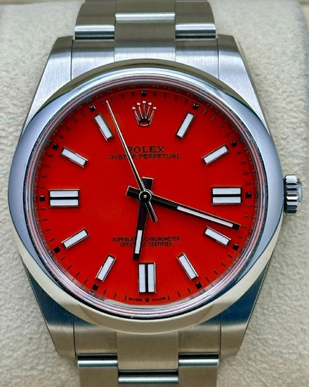 2022 Rolex Oyster Perpetual 41MM Red Dial Oyster Bracelet (124300)